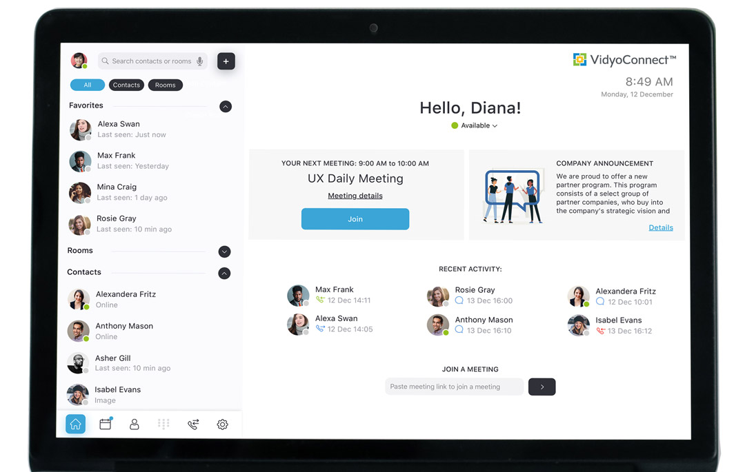 Team communication application for video and chat messaging