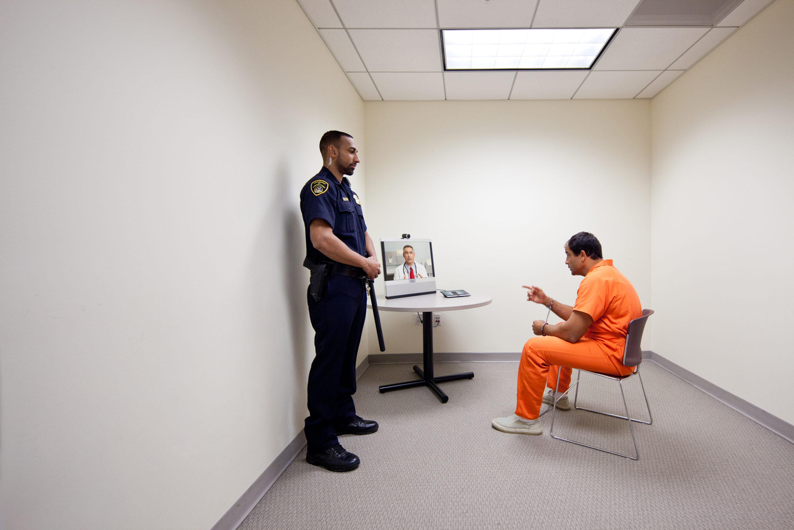 Inmate virtual healthcare inmate talking to doctor virtually