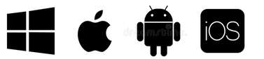 os-schwarzes-logo-set-windows-mac-android-apple-ios schwarzes logo set fenster android apple ios