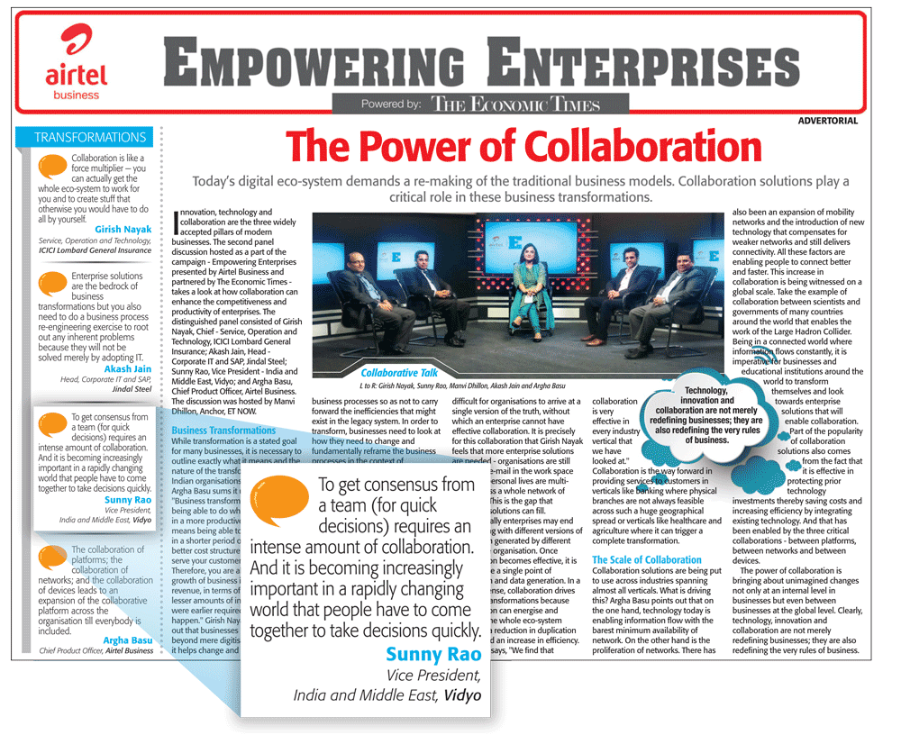Airtel und Vidyo Economic Times