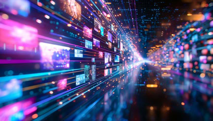 abstracte weergave van een stapsgewijze handleiding voor websitenavigatie in de vorm van een visueel dynamische videoweergave