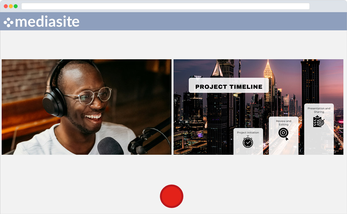 Captura de pantalla de Mediasite Capture Ready-to-Record