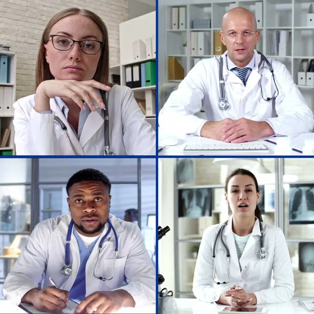 Capture-and-Stream-Live-Grand-Rounds-1024x1024 Clinicians accessing recorded grand rounds sessions through on-demand video conferencing for learning and review